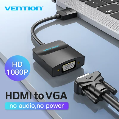 Vention HDMI to VGA Converter 1080P Digital to Analog HDMI To VGA Adapter With Power Supply Port and Audio Port For Laptop Computer Xbox PS4 TV Projector Video Audio Cable HDMI To VGA Adaptor (1)