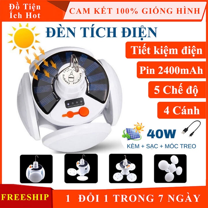 Bóng Đèn Led 4 Cánh 5 Bóng Tích Hợp Xạc Năng Lượng Mặt Trời Bóng đèn tích điện 4 cánh có tấm pin năng lượng mặt trời Bóng đèn led tích điện, năng lượng mặt trời Bóng Đèn Led 4 Cánh 5 BÓNG Năng Lượng Mặt Trời