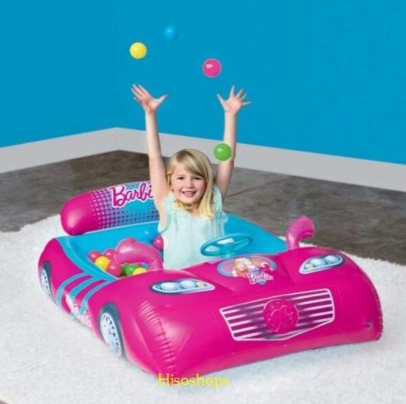 Barbie sports car ball pit Bestway บ้านลม บ่อบอลเป่าลม ลายบาร์บี้ แบรนด์เบสเวย์ สีชมพูสดใส คันใหญ่มาก แถมลูกบอล 25 ลูกฟรี ราคา 1,099 บาท*ส่งฟรี