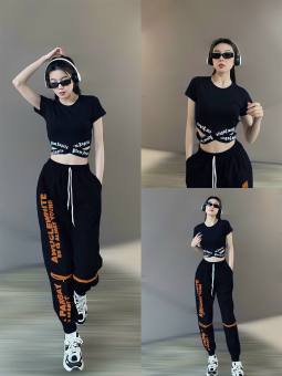 bộ thể thao nữ , quần chất gió áo chất thun