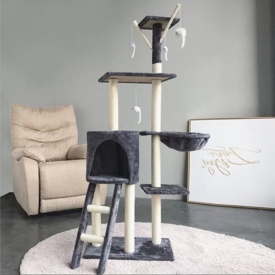 [HOÀN TIỀN 10%]CATTREE Nhà Cây Cho Mèo, Trụ Cào Móng Cho Mèo 5 Tầng Có Võng Và Đồ Chơi Đi Kèm