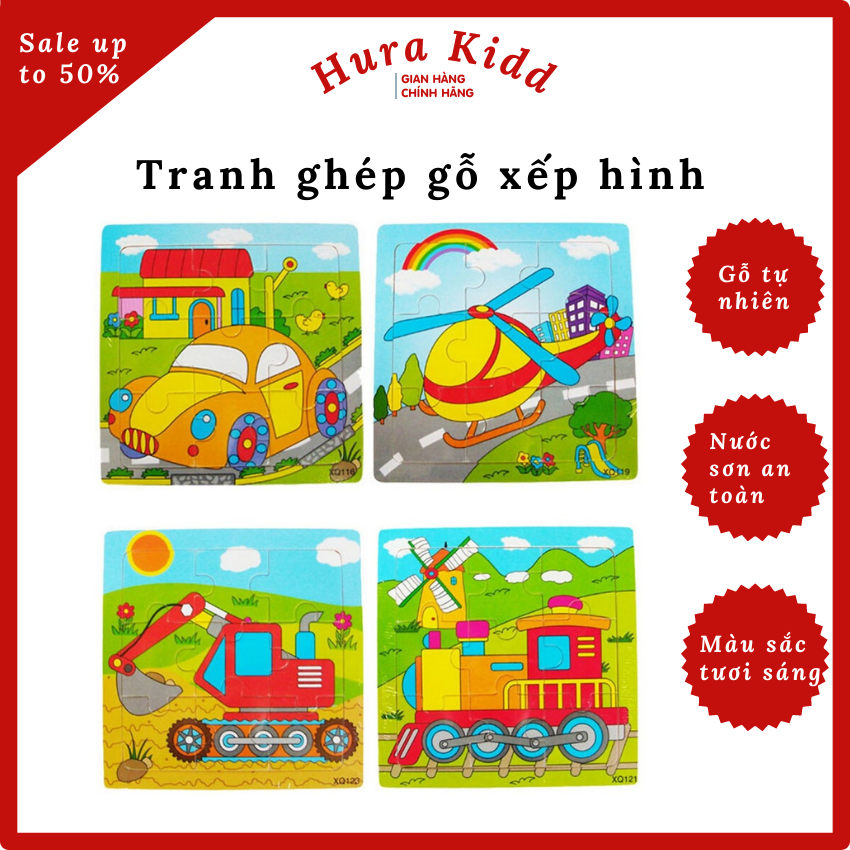 Tranh ghép hình cho bé đồ chơi xếp hình gỗ dành cho bé trên 2 tuổi giúp bé thông minh, phát triển tư duy -Hura Kidd