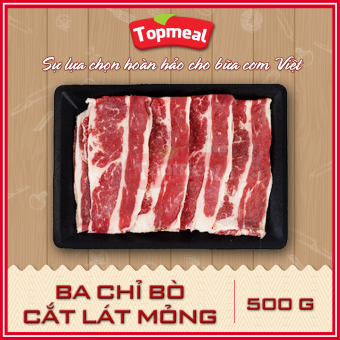 HCM - Ba chỉ bò cắt lát mỏng trải (500g) (Tỷ lệ thịt/mỡ là 6/4) - Thích hợp với các món nướng, nhúng lẩu, xào,... - [Giao nhanh TPHCM]