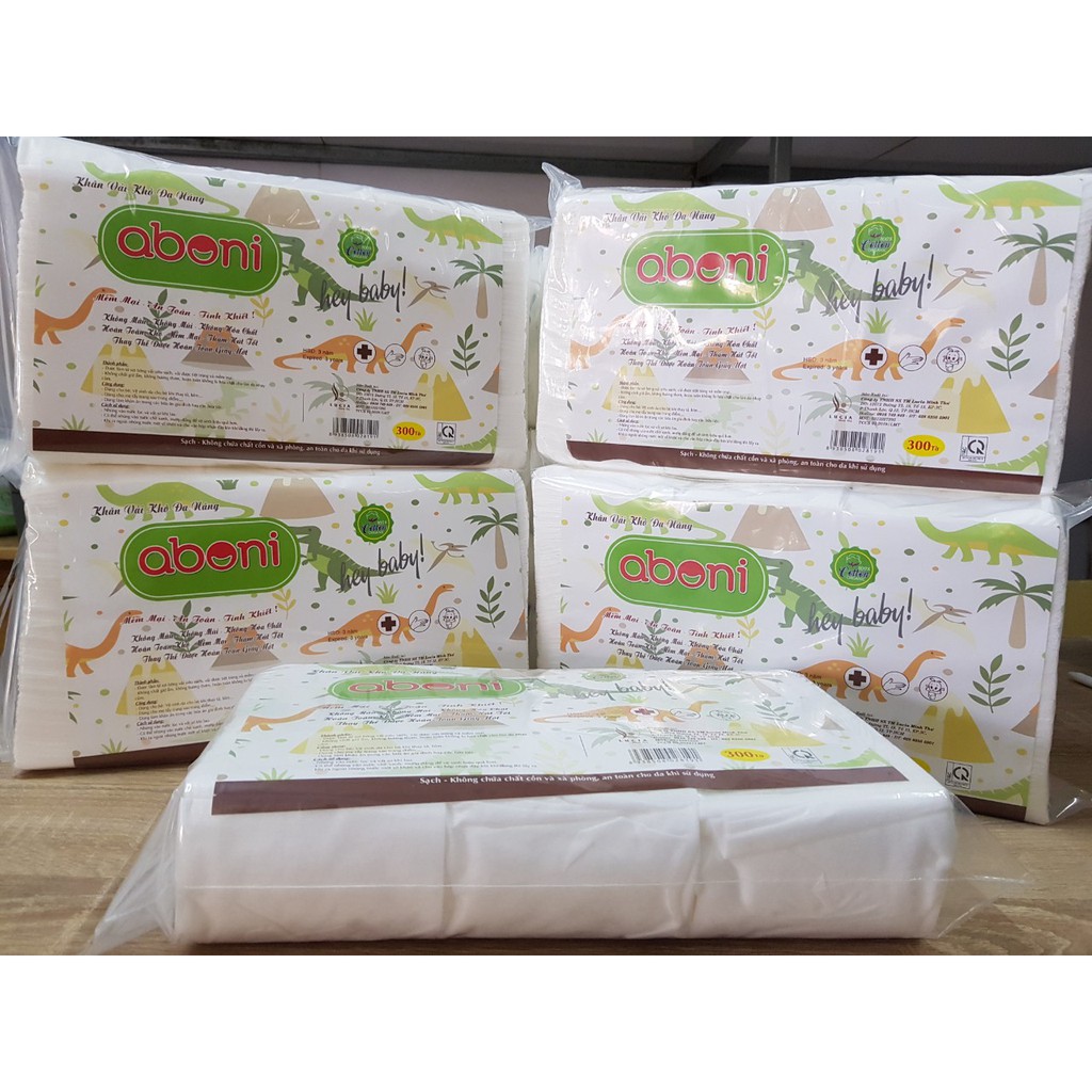 Khăn vải khô đa năng Aboni dùng tẩy trang hoặc vệ sinh cho bé 300 tờ gói lớn 300gram