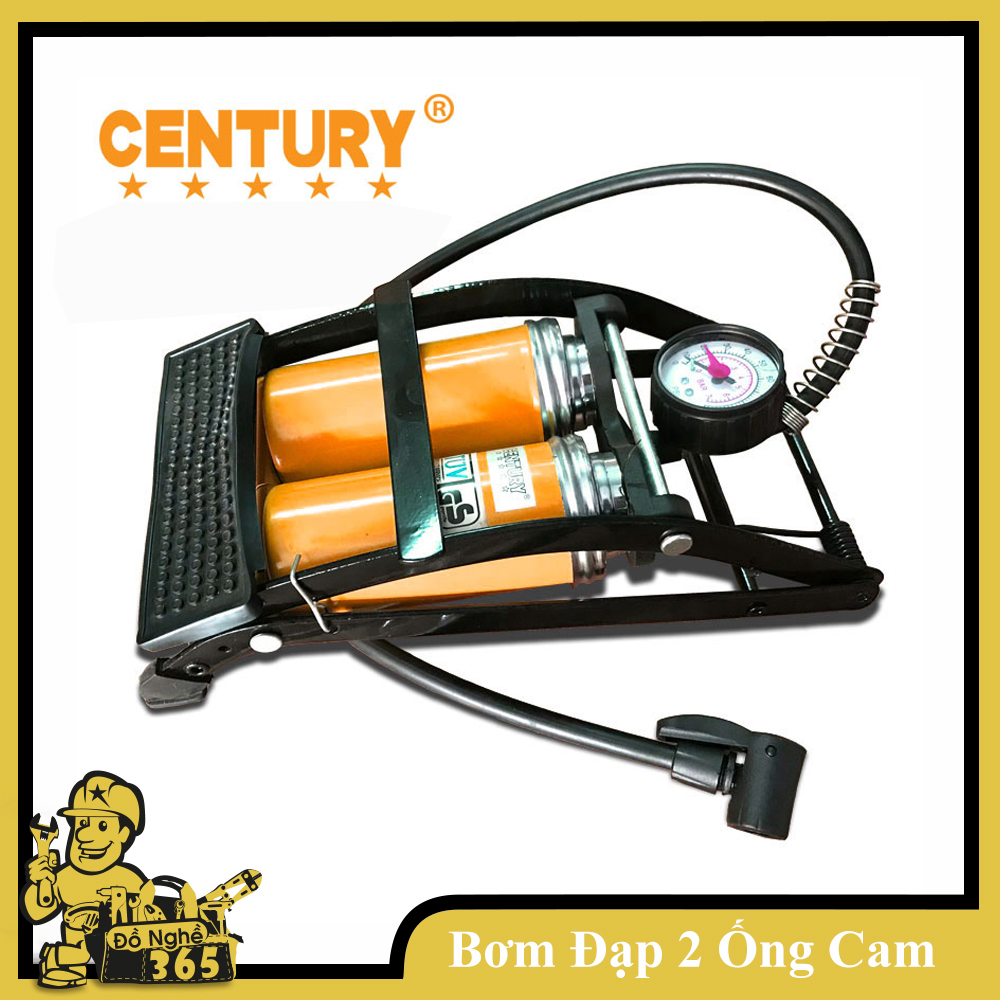 Bơm đạp 2 ống CAM CENTURY, bơm đạp bằng chân rất tiện lợi, bơm 2 ống ra nhiều hơi thích hợp bơm xe máy, xe đạp, bơm banh, bơm phao