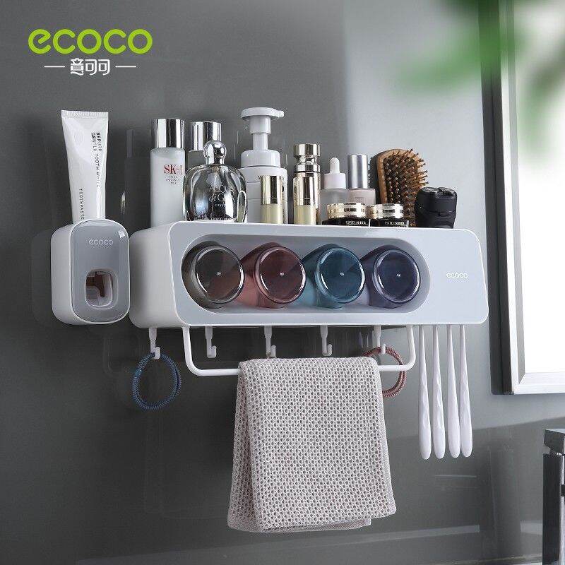 Kệ để cốc đánh răng , kệ để bàn chải đánh răng ecoco kèm 4 cốc kệ để cốc đánh răng ecoco, ống đựng cốc kem kệ đựng cốc bàn chải ecoco chất lượng