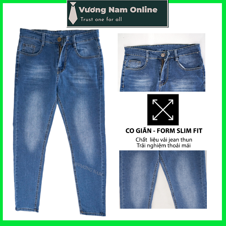 Quần jean nam dài co giãn wash trơn xước rách đẹp cao cấp form ôm slim |  