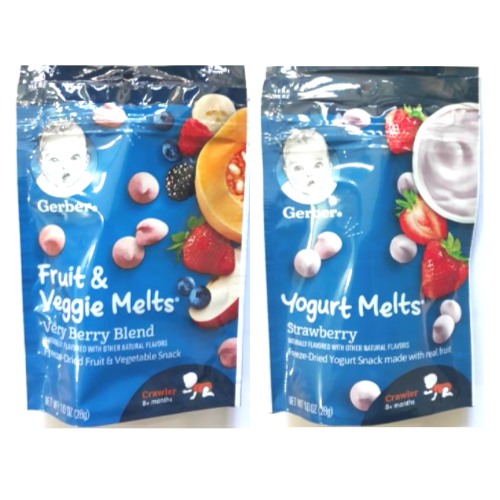 Gerber Sữa chua khô dâu tây Và trái cây thập cẩm rau Tan chảy cho bé 8 tháng Mỹ (28g)