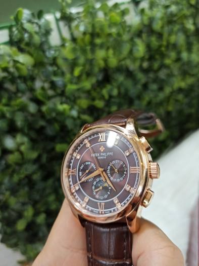Đồng Hồ Patek Philippe 6 Kim Số Kim Loại Automatic Dây Da + Thẻ Bảo Hành