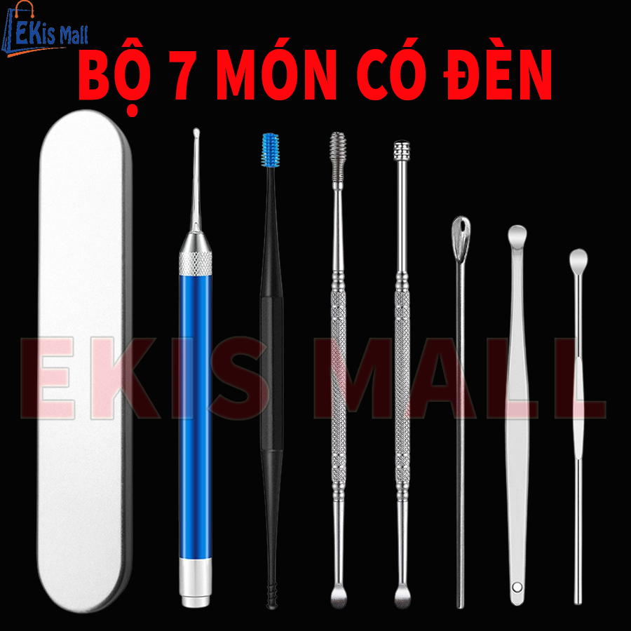Bộ dụng cụ 7 món ngoáy tai lấy ráy tai có đèn Cao Cấp