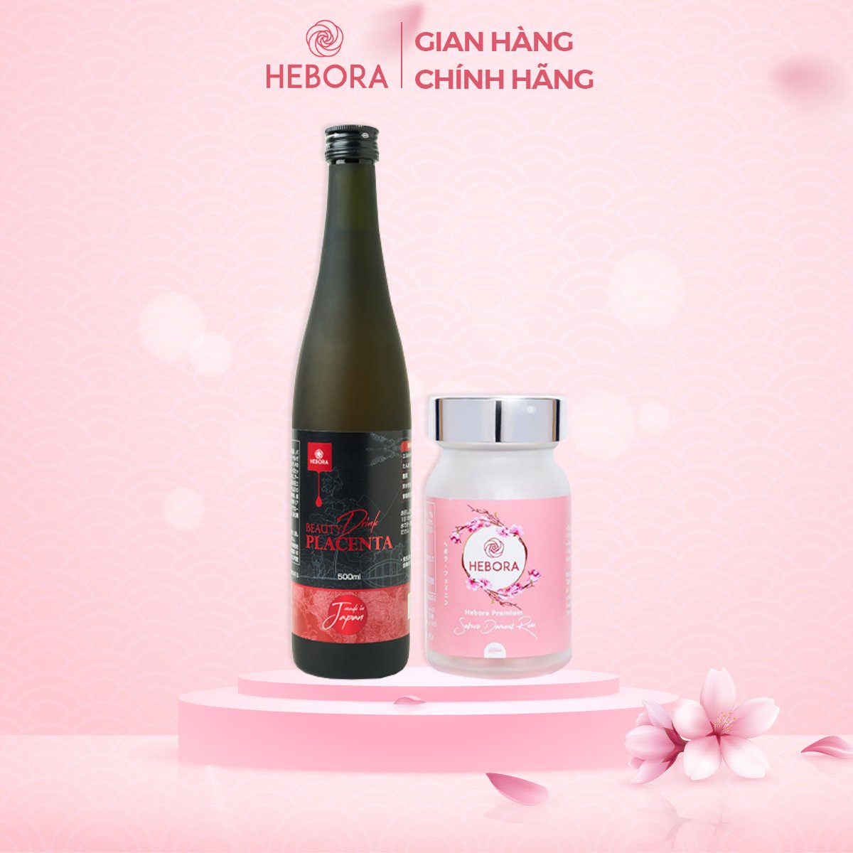 Combo nước uống tế bào gốc nhau thai Hebora và viên tỏa hương Hebora Premium chính hãng
