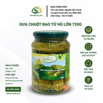 Dưa Chuột Bao Tử Muối F&G Size 7-9 Hũ Lớn 720g, Ăn trực kèm, chế biến món ăn ngoại