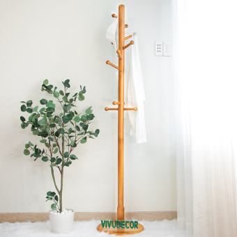 Cây Treo Quần Áo 100% Gỗ Tự Nhiên Vivudecor, Cây Treo Đồ AN Mâm 10 Nhánh Lắp Ráp Xuất Khẩu Hàn Quốc