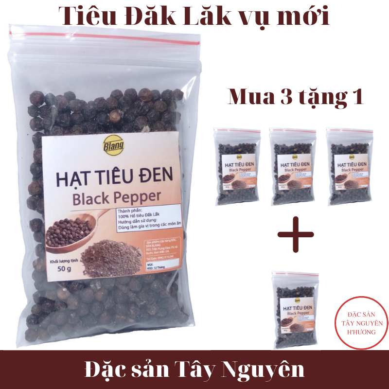 Tiêu hột đen Dak Lak , 100% hạt tiêu đen nguyên hạt , vị cay thơm nồng , dùng làm gia vị cho các món ăn , hạt tiêu được tuyển lựa từ những hạt tiêu chín của vụ tiêu mới