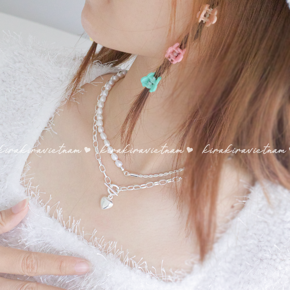 Dây chuyền vòng cổ dây xích mặt trái tim thời trang Labelle