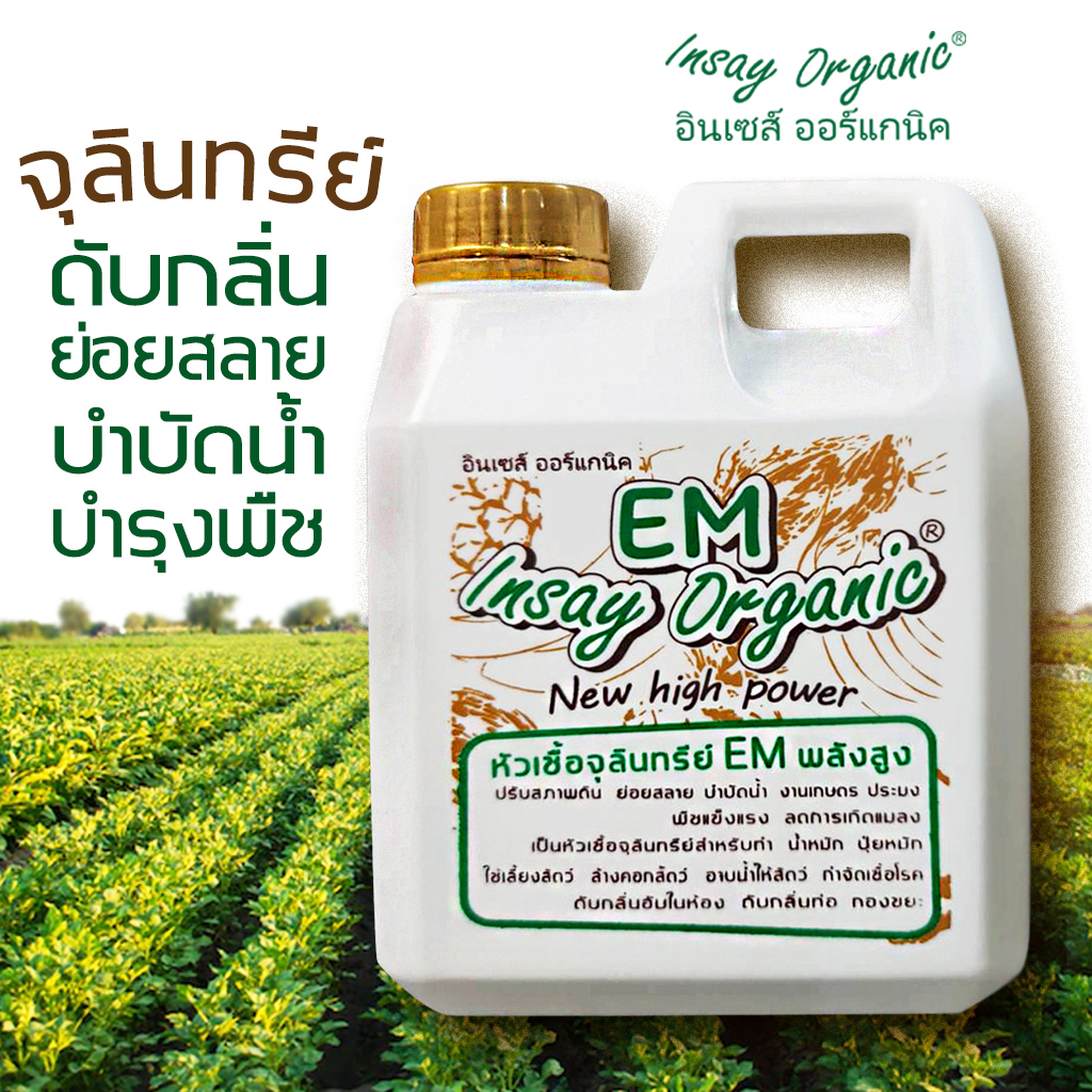 หัวเชื้อจุลินทรีย์อีเอ็ม EM INSAYคุณภาพ ใช้บำรุงพืชผัก ปรับสภาพดิน บำบัดน้ำ ใช้หมักปุ๋ย ย่อยสลาย ใช้ดับกลิ่น เป็นหัวเชื้อน้ำหมักชีวภาพ