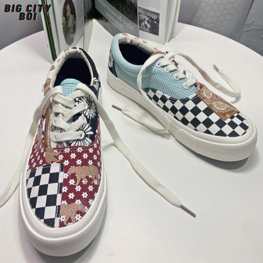 Giày Vansynn Dây Vải Họa Tiết Thổ Cẩm Nhiều Màu Sắc Unisex Hoa Văn Tự Nhiên Nam Nữ - Vải canvas Tiger Caro