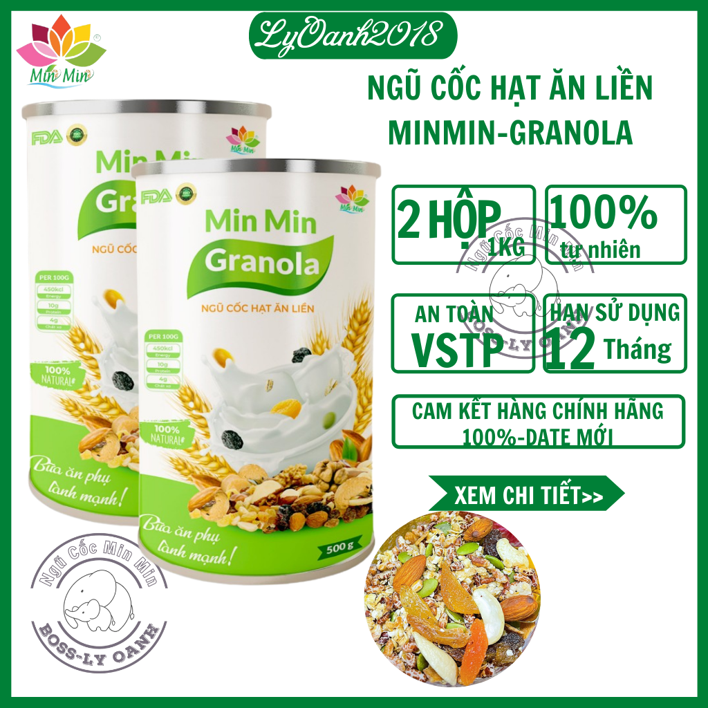Granola min min- ngũ cốc nguyên hạt ăn liền chuẩn organic - 1kg