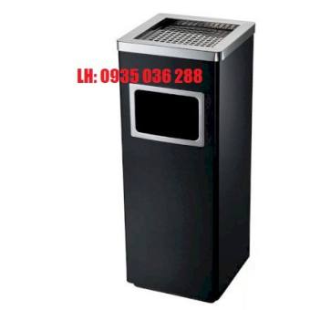 THÙNG RÁC INOX GẠT TÀN - A34B ĐEN ( trên 4 cái lh 0935.036.288)