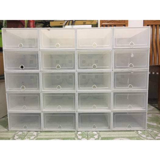Combo 20 Hôp Đựng Giày Nhựa Cứng Mica Trong Suốt Tủ Lắp Ghép Đựng Giày Nam Nữ