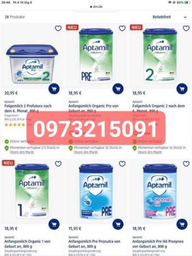 SỮA APTAMIL HỮU CƠ Organic ĐỨC