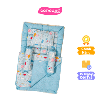 Bộ nệm chần bông sơ sinh 5 món KHANGHOME KH01 (65x105cm,Nhiều màu)