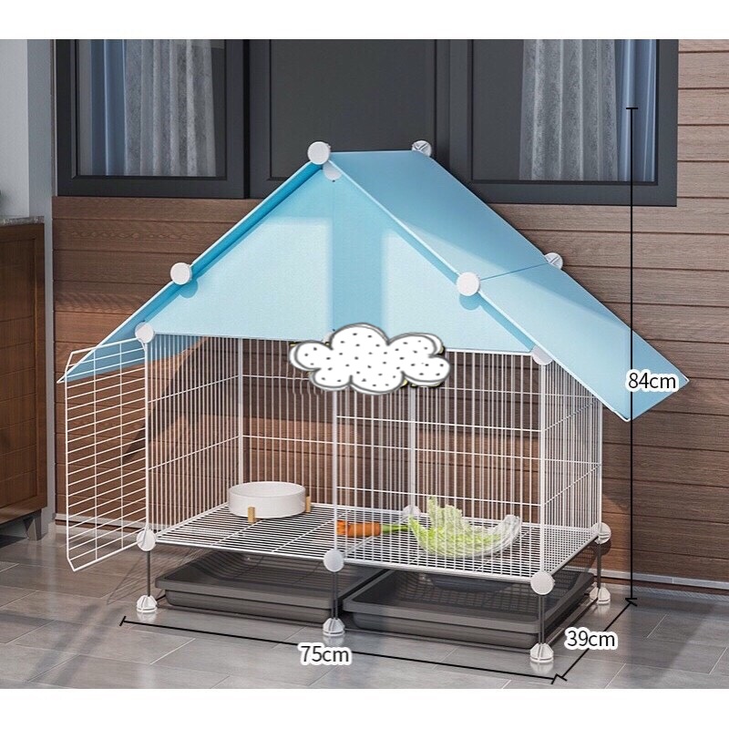 Combo Chuồng Thỏ, Chuồng Bọ , chuồng thú cưng. Có Mái - Kèm khay vệ sinh , đủ phụ kiện lắp - cao 82cm