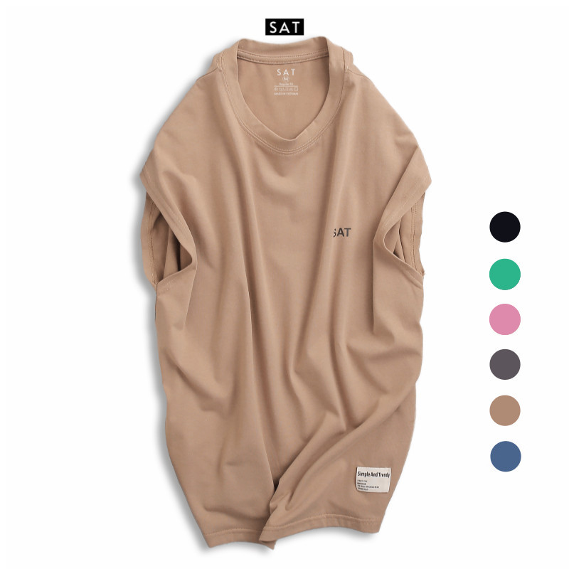 Áo tank top trơn sat cafe sữa cao cấp - sat