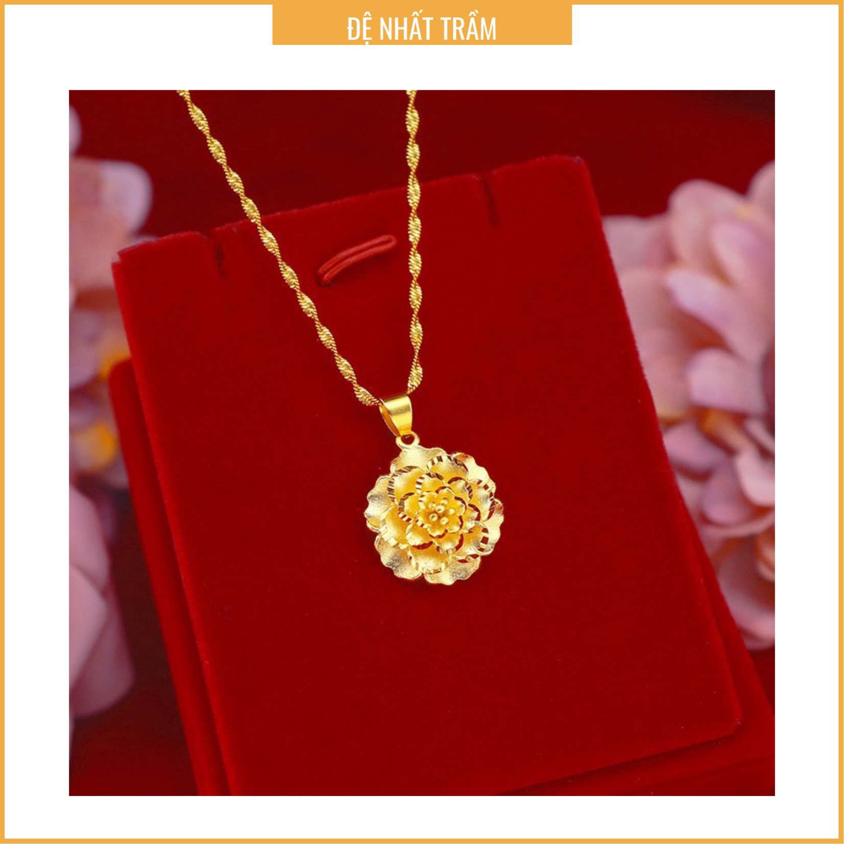 Dây chuyền nữ mặt hoa hồng mạ vàng 18k cao cấp, vòng cổ mặt dây chuyền nữ thời trang, vòng cổ nữ mạ vàng cao cấp, sang trọng