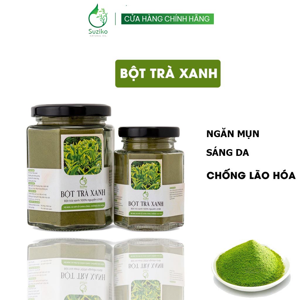 Bột Trà Xanh đắp mặt nạ hữu cơ SUZIKO nguyên chất 70G - 140G | Green Tea Powder 100% Organic