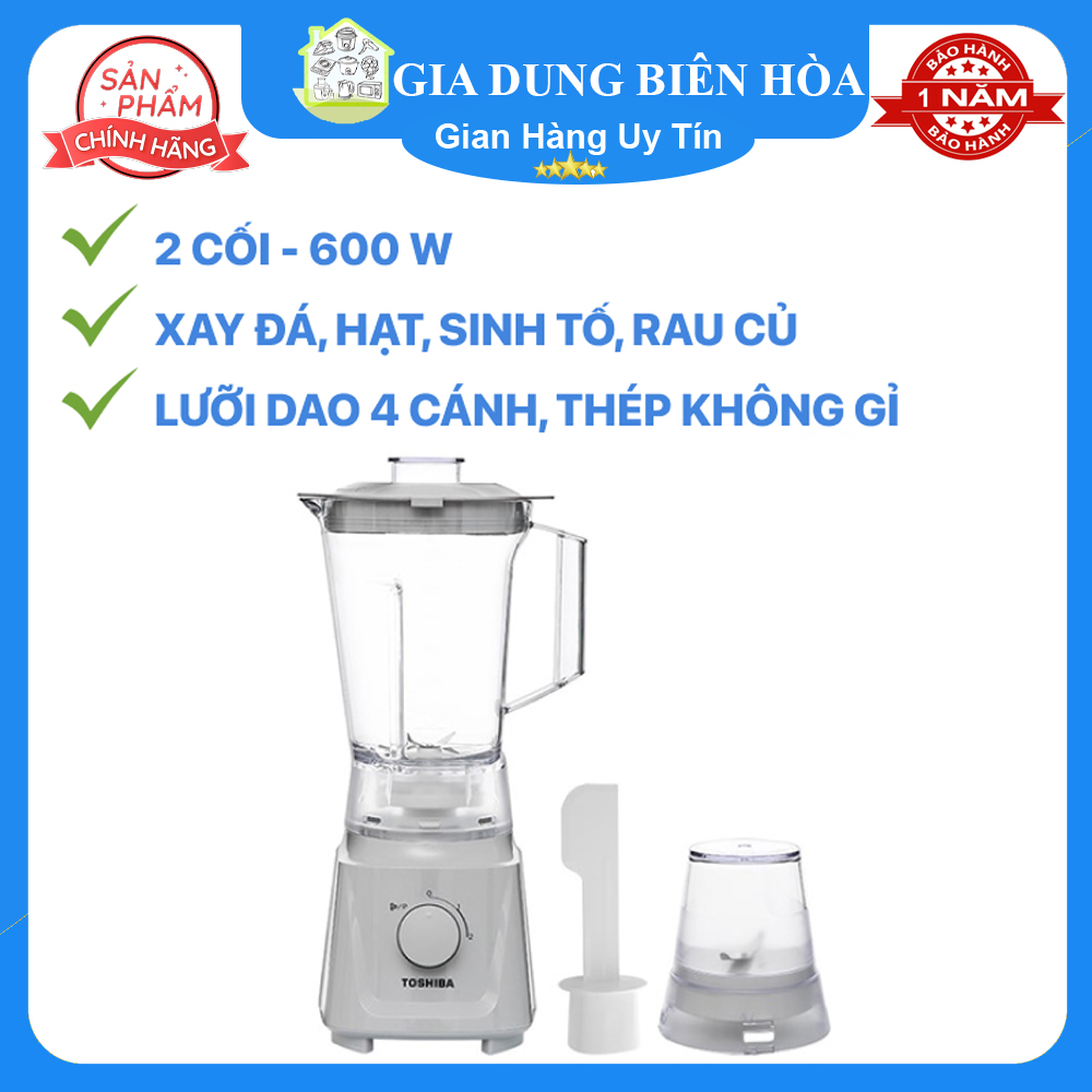 Máy xay sinh tố đa năng Toshiba MX-60T-trưng bày 95-99%_Công suất:600W- Chất liệu cối chính:Cối xay nhựa Lưỡi dao:Thép không gỉ