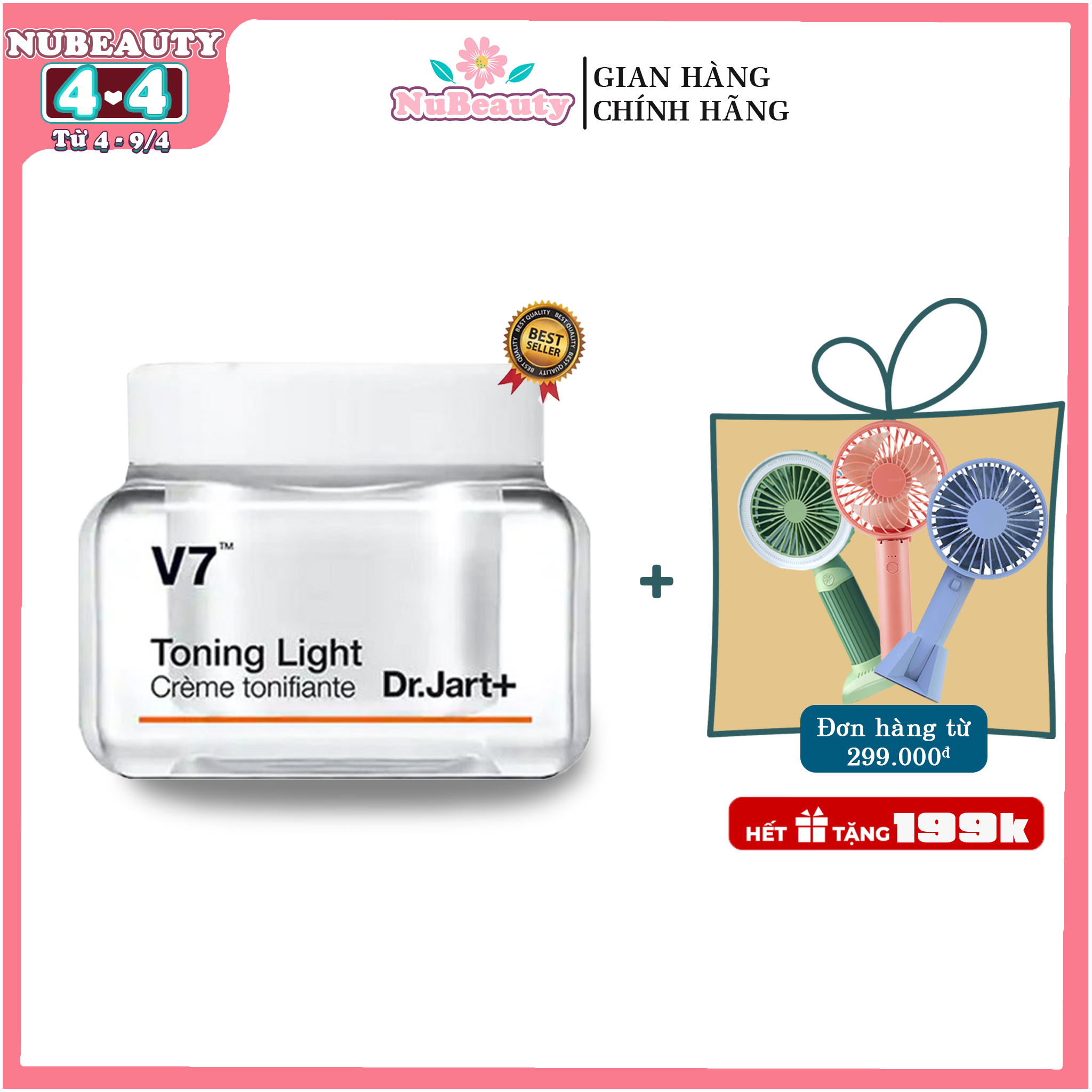 "CHÍNH HÃNG" Kem Dưỡng Trắng, Tái Tạo Da,Giải Quyết Thâm Mụn, Nám Da Dr.Jart+ V7 Toning Light [Mini 15ml]
