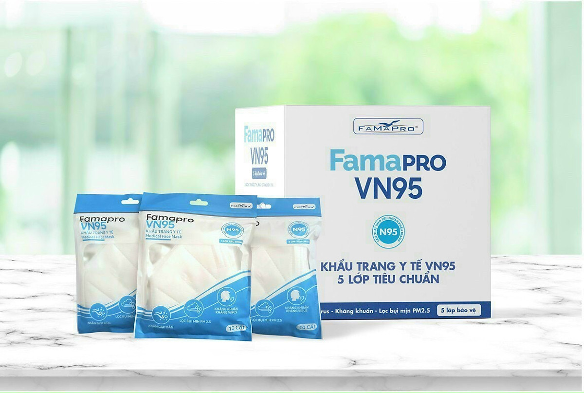 COMBO 8 TÚI 80 CÁI N95 FAMAPRO 5 LỚP Khẩu Trang Y Tế Kháng khuẩn Famapro