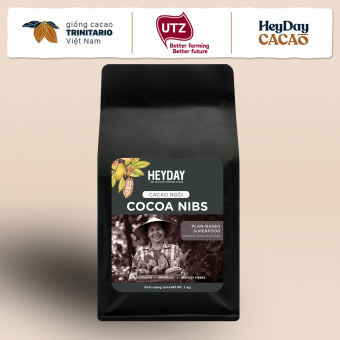 Cacao ngòi (cocoa nibs) Heyday - Hỗ trợ giảm cân, keto hiệu quả - Chứng Nhận UTZ - Không đường - (Chocolate) Socola dạng thô, tự nhiên 100% - Túi zip 1kg