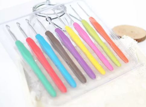 Crochet Hook Set Needles Yarn Craft Kit Jarum Benang Kait Berwarna Knitting Hook Set Aluminimum Hook 软柄彩色钩针组合