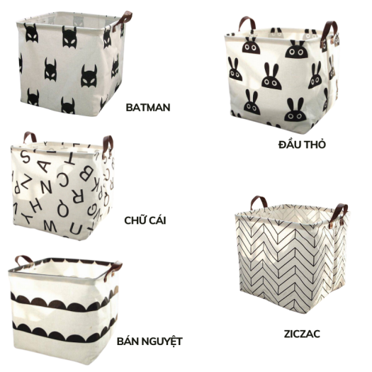 Giỏ đựng quần áo chăn màn đồ dơ túi vải canvas vuông gấp gọn đựng đồ đa năng DOVOHA TV12