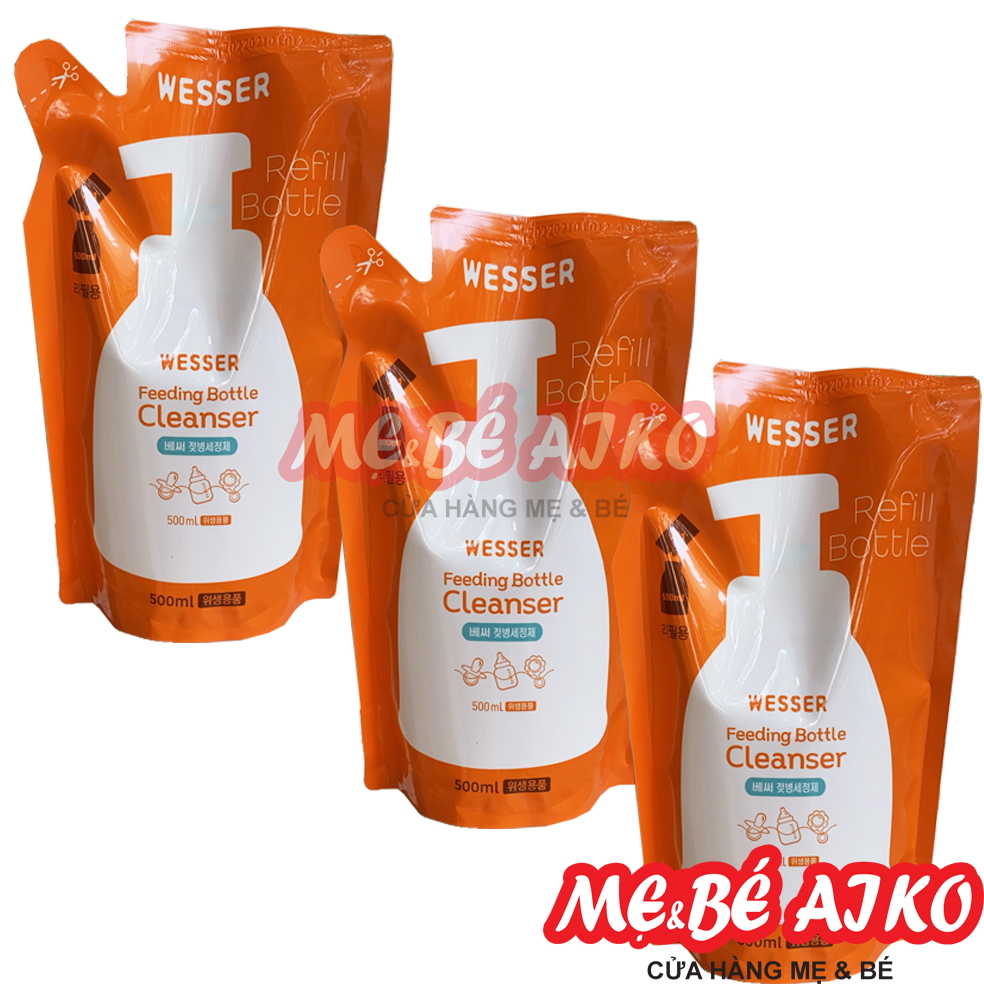Bộ 3 gói nước rửa bình sữa wesser
