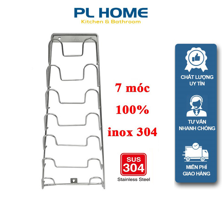 Giá treo nắp nồi - kệ treo nắp vung nồi 100% inox 304 hàng đẹp kèm bộ vít inox