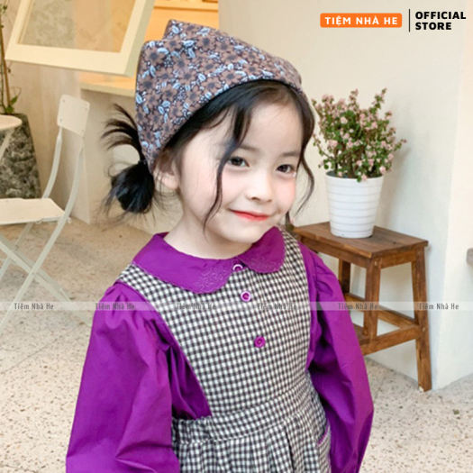 Khăn bandana đội đầu, turban lụa vuông họa tiết dễ thương cho bé gái kích thước 50x50cm dùng quảng cổ, buộc tóc