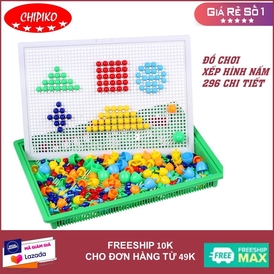 Đồ chơi xếp hình nấm 296 chi tiết, đồ chơi phát triển trí tuệ, đồ chơi trẻ em trồng nấm, ghim nấm tạo hình phát triển tư duy sáng tạo, xếp hình hạt nấm hộp quai xách