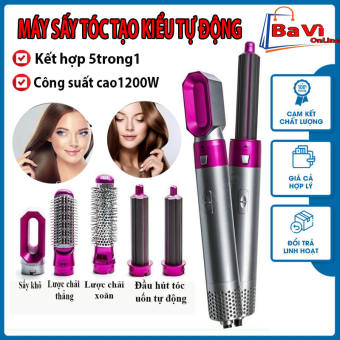 Máy tạo kiểu tóc, máy làm tóc, Máy uấn Tóc tạo kiểu 5In1 tự đọng, máy làm tóc đa năng, máy tạo kiểu tóc tự động, Lược Điện Uốn Tóc Tạo Kiểu, Công Suất Cao Kèm Theo 5 Phụ Kiện Tạo Kiểu Có Thể Thay Thế, Tiện Lợi