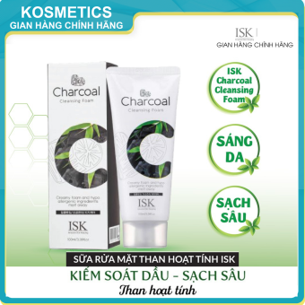 Sữa Rửa Mặt Tạo Bọt Than Hoạt Tính Sạch Sâu Kiểm Soát Dầu ISK Charcoal Cleansing Foam  100ml