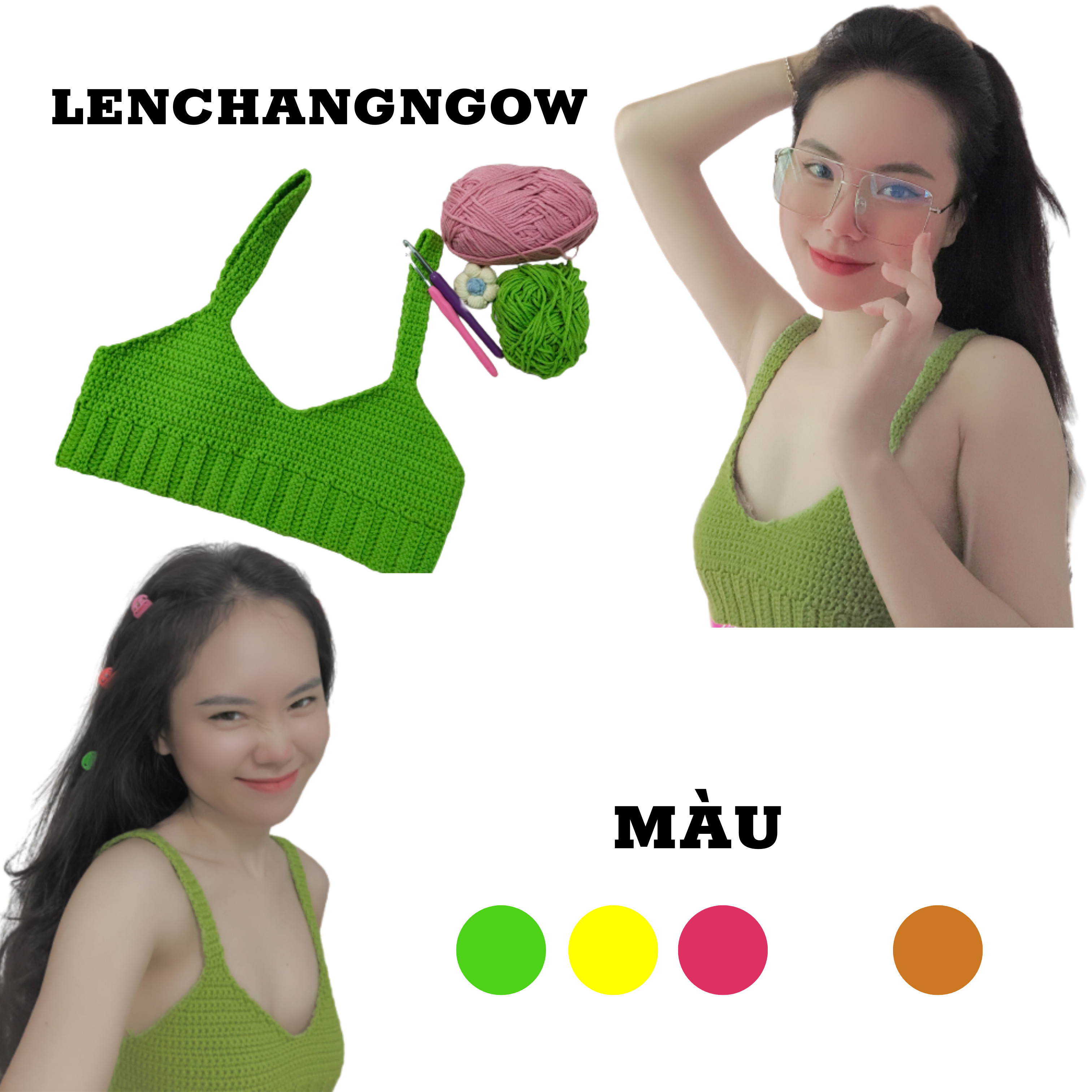 Áo croptop len hai dây bản to