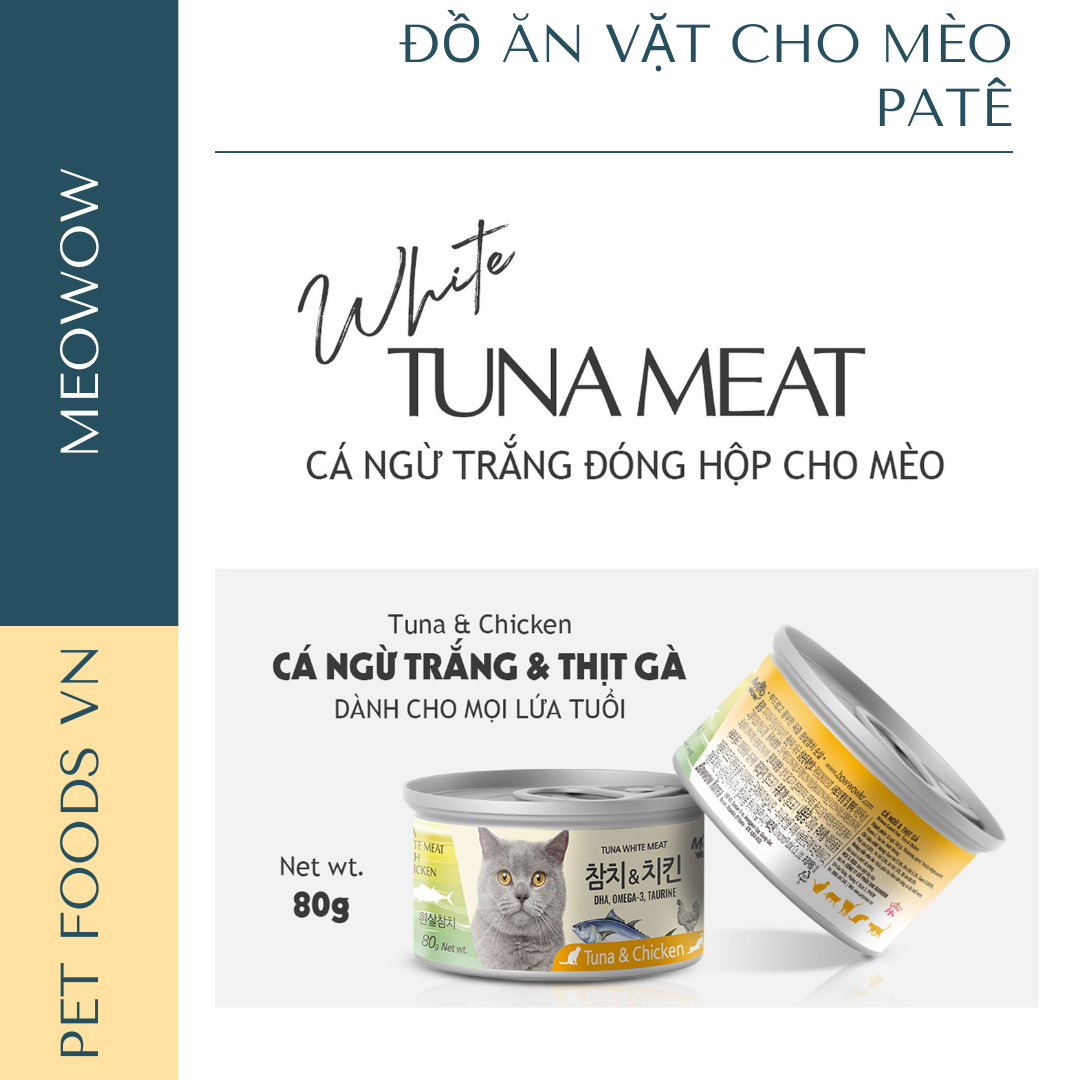 Pate cho mèo meowow 80g vị cá ngừ trắng & topping