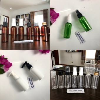Chai pet nhựa 50ml nhỏ xinh - Chai Nâu/ trắng/ Xanh/ Trong suốt 50ml xịt sương/ xịt giọt/ nắp bật
