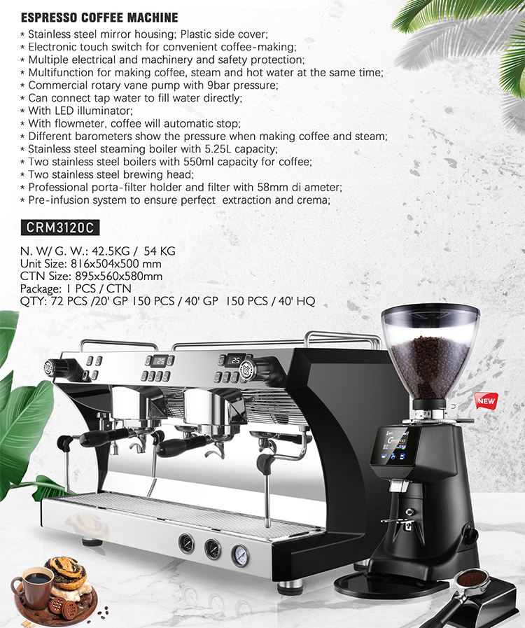 CRM3120C Two-group Commercial Espresso Coffee Machine Gemilai – A&E  Roasting Supplies