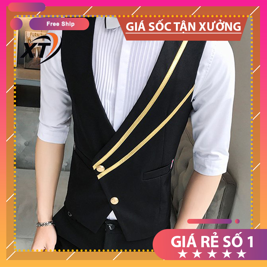 Áo Gile nam, Áo Gile vạt chéo chất vải Tuytsi tôn Form, đứng dang, không phai màu, không nhăn mã H54