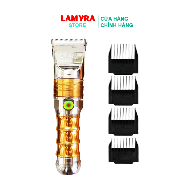 Tông đơ cắt tóc Huaerbo B60 vàng trắng chuyên nghiệp pin trâu chính hãng Lamyra