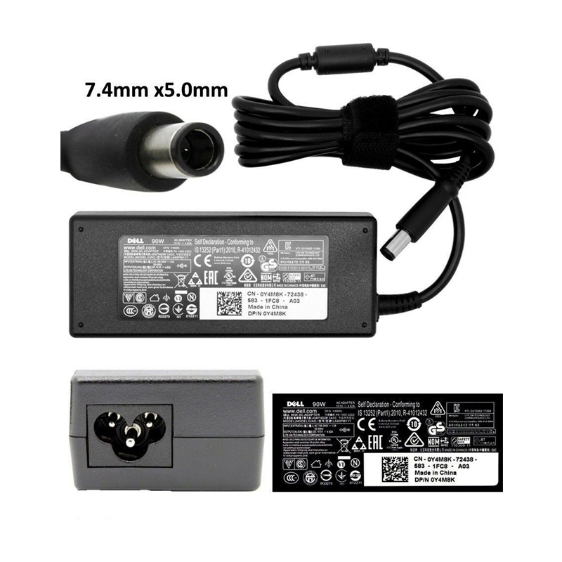 Sạc laptop DELL 19.5v/4.6A và 19V/3.34A chân cắm 7.4mm x5mm tặng kèm dây nguồn