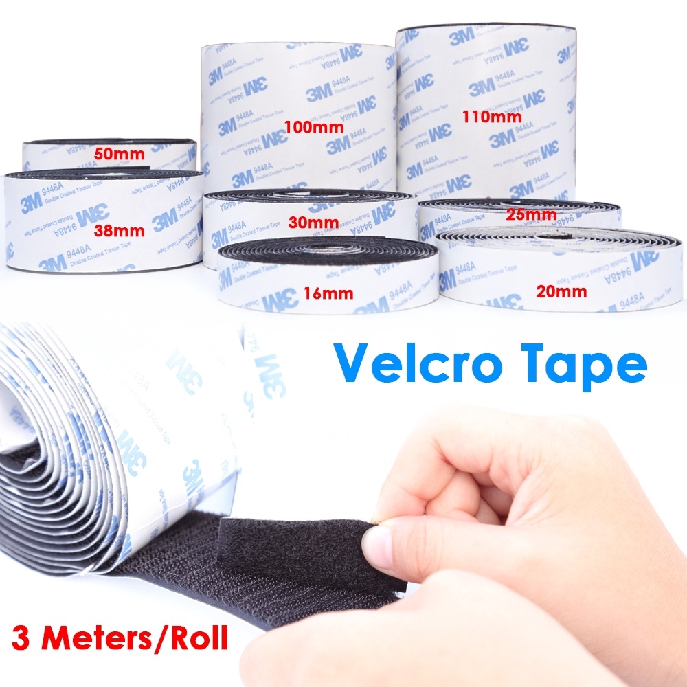 1 meter length 25mm Width 3M 9448A Glue Velcro Tape Heavy Duty Self  Adhesive Hook & Loop Tape Fastener for Home DIY Car Decoration